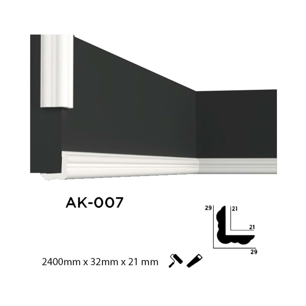 Çıta Poliüretan Ak-007 D-2 3cm Dış Köşe 240cm
