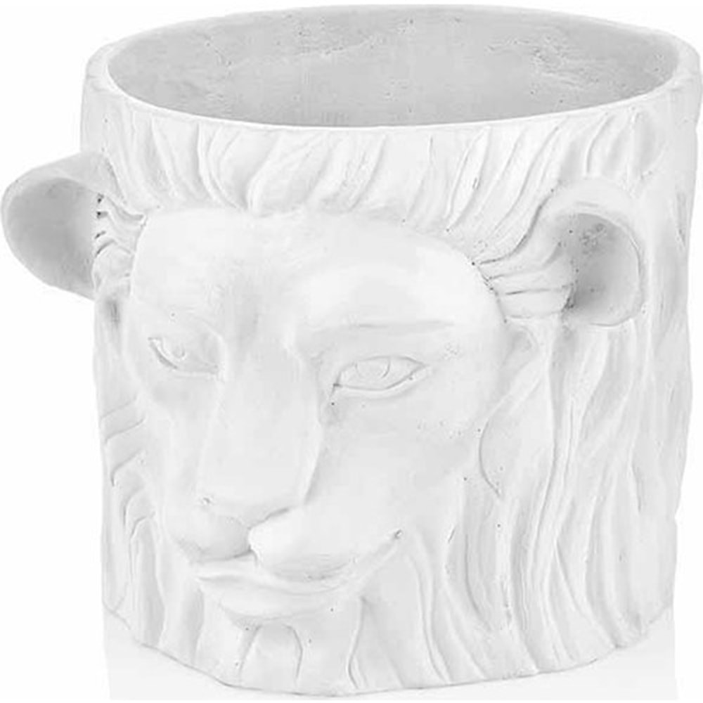 Polyester Obje Aslan Figürlü Saksı 15x15cm Şah-Ea606