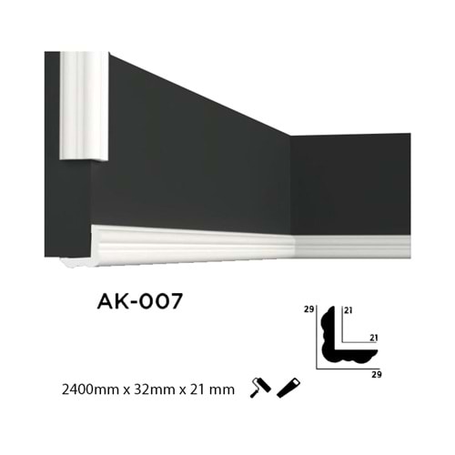 Çıta Poliüretan Ak-007 D-2 3cm Dış Köşe 240cm