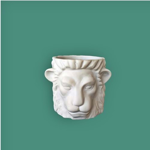 Polyester Obje Aslan Figürlü Saksı 15x15cm Şah-Ea606