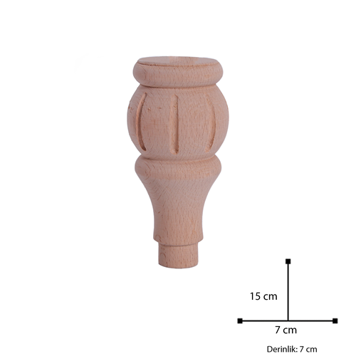 Ahşap Torna Ayak Fitilli no6 8x8x15cm | Komidin Ayağı | Koltuk Ayağı