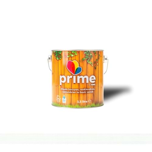 Hemel Prime Su Bazlı Ahşap Vernik - Beyaz İç-Dış Mekan 2,5 L